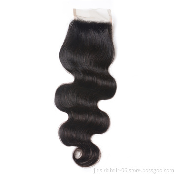 Natural Color Raw Virgin 100% Human Hair Remy Brazilian Body Wave 4x4 Lace Closure Indian hair Closure Piece